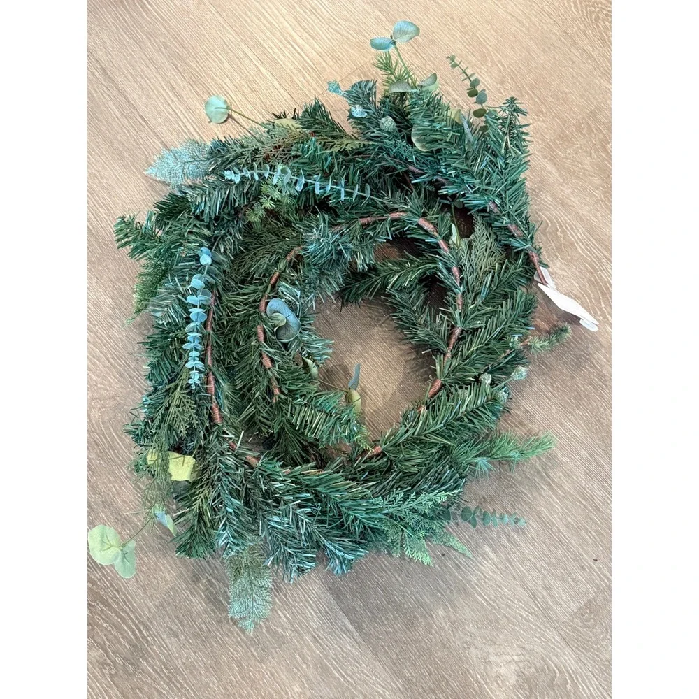 NWT Ashland Christmas Cypress Pinecone & Eucalyptus‎ Garland 12 ft Mantel Rustic